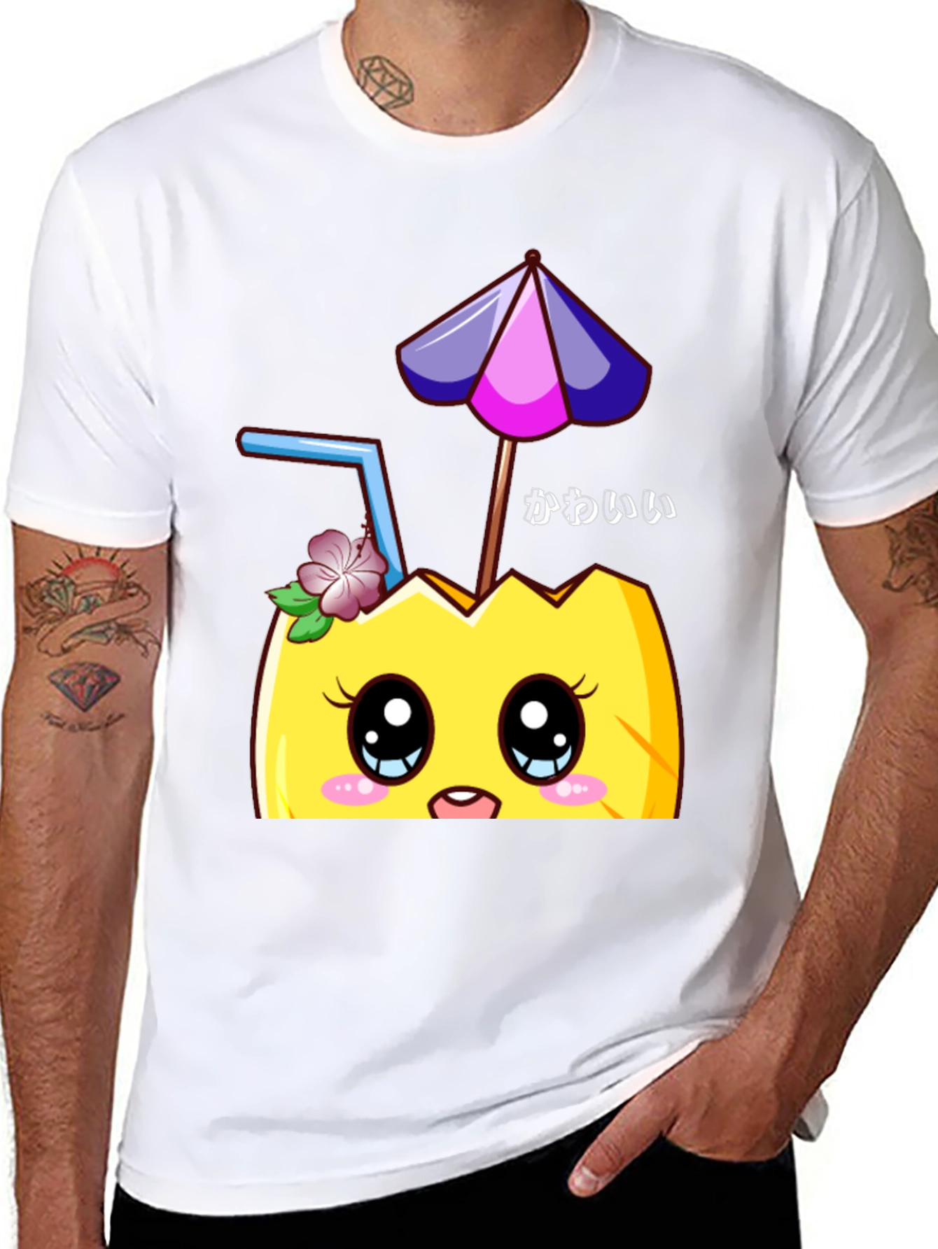 Kawaii Pineapple T-Shirt - Tropical Summer Vibes