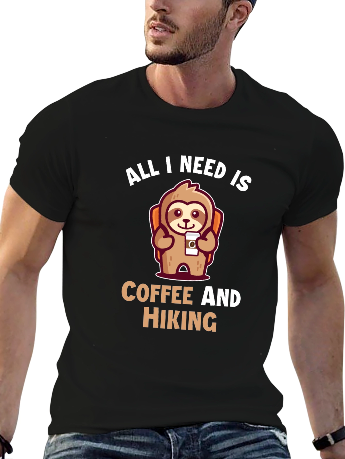 Hiking Sloth T-Shirt - Coffee Lover Tee