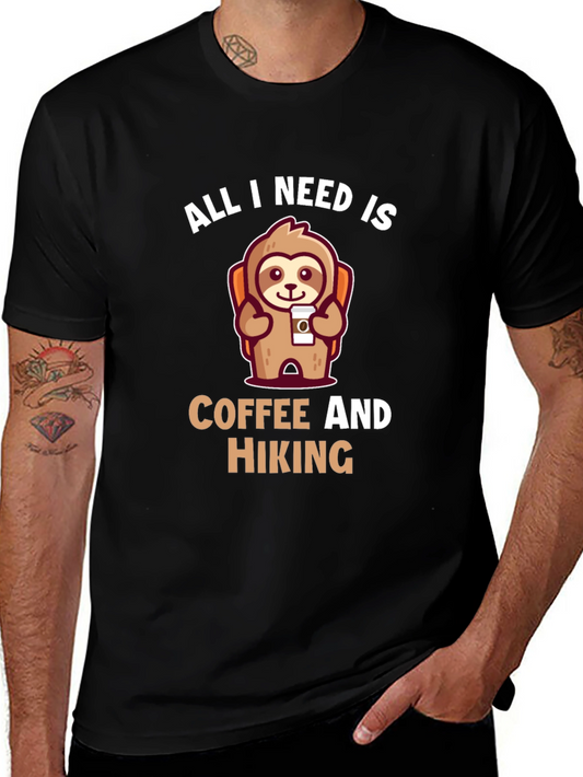 Hiking Sloth T-Shirt - Coffee Lover Tee