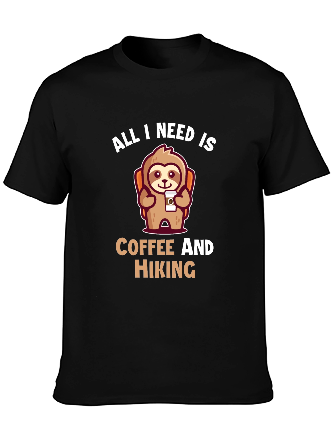 Hiking Sloth T-Shirt - Coffee Lover Tee