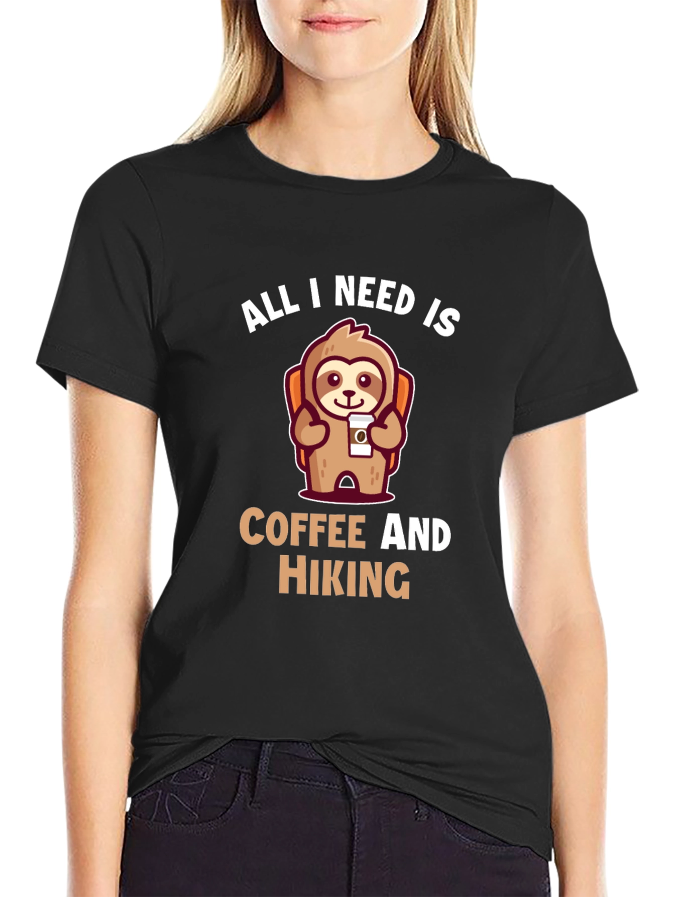 Hiking Sloth T-Shirt - Coffee Lover Tee