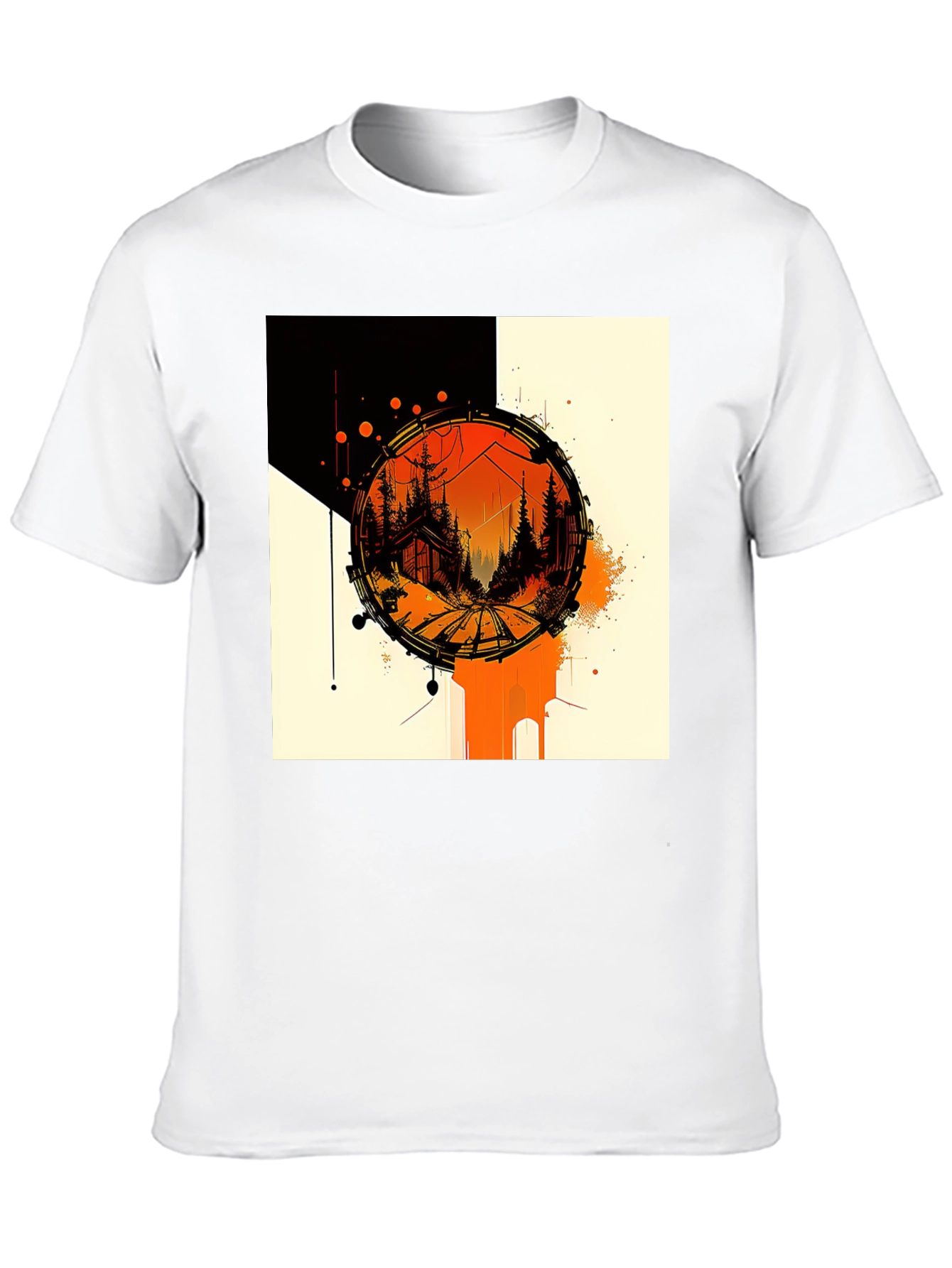 Abstract Cabin in Woods Black Tee