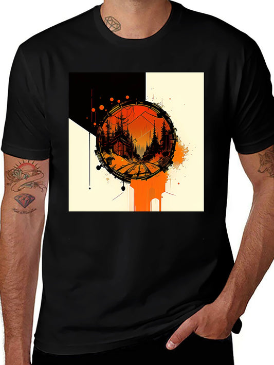 Abstract Cabin in Woods Black Tee