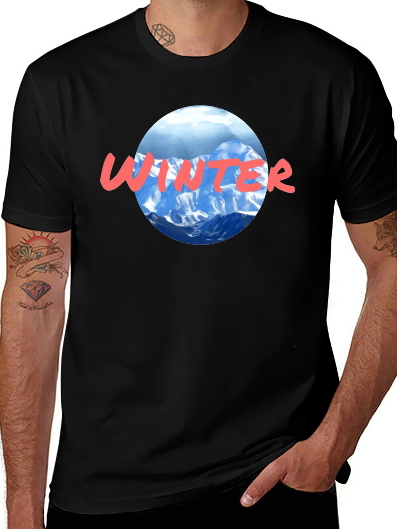 Winter Graphic T-Shirt - Mountain Scene