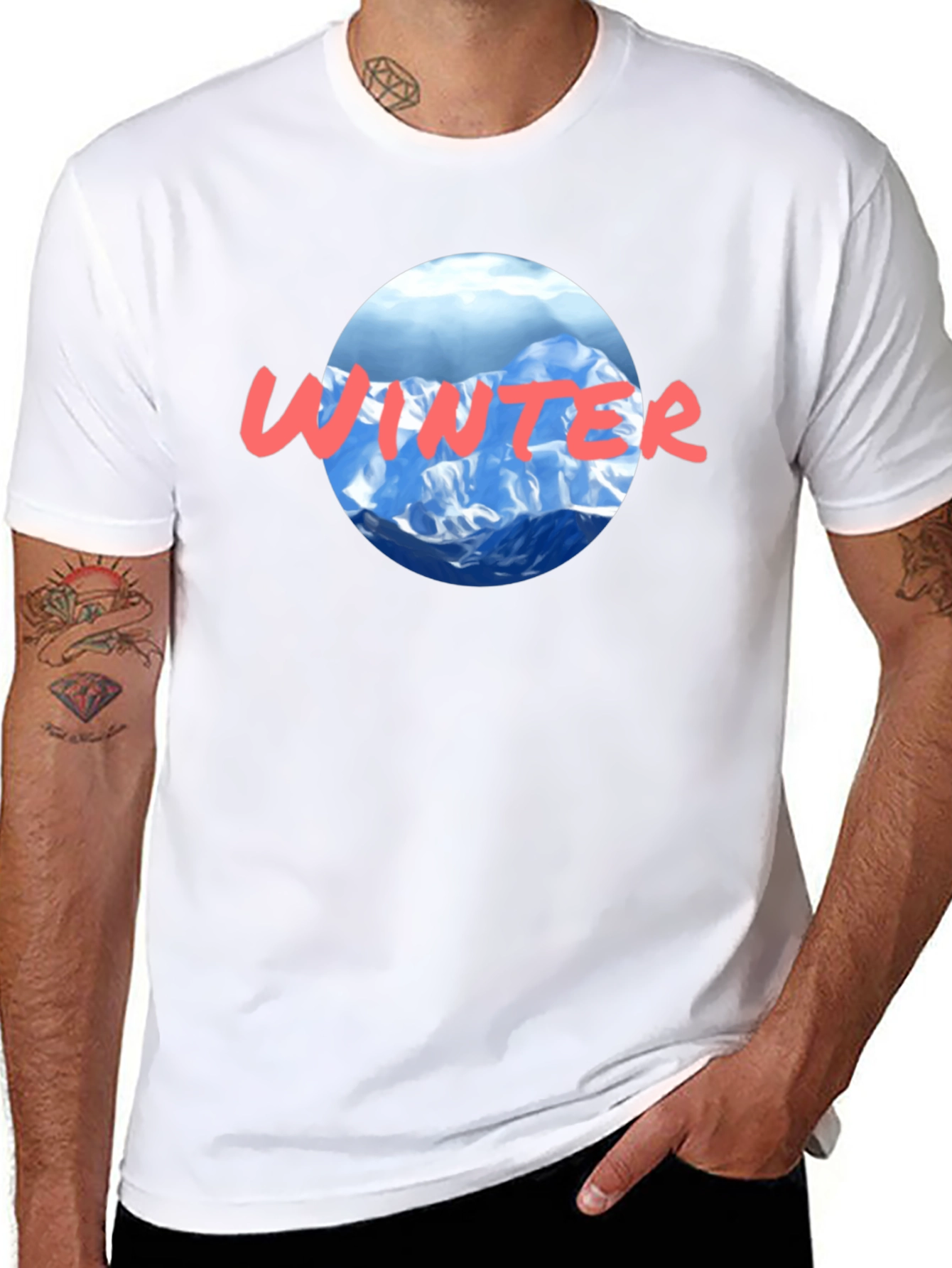 Winter Graphic T-Shirt - Mountain Scene