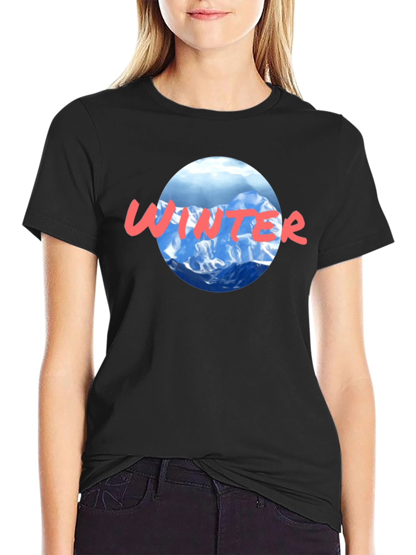 Winter Graphic T-Shirt - Mountain Scene