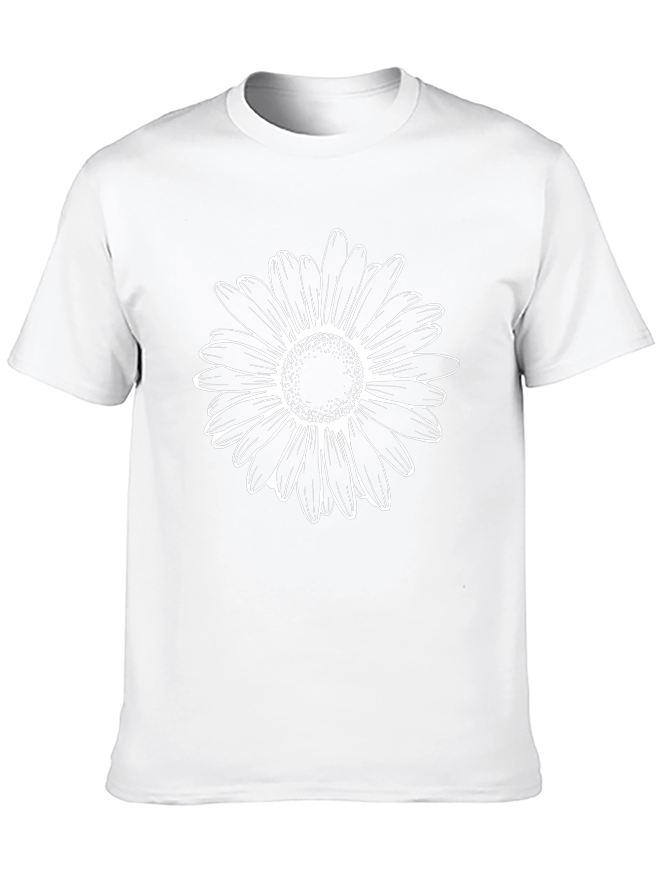 Black T-Shirt with White Daisy Graphic