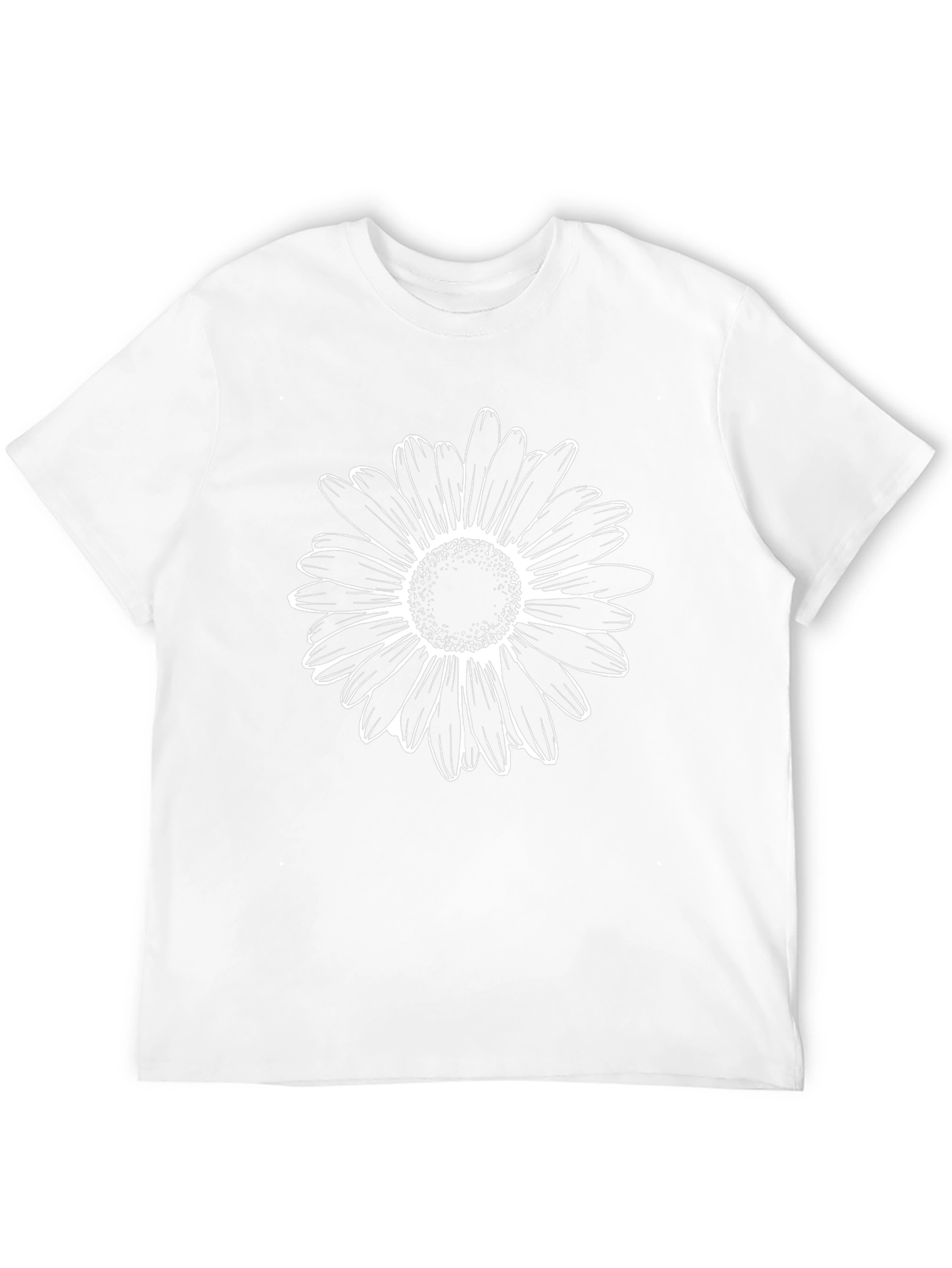 Black T-Shirt with White Daisy Graphic