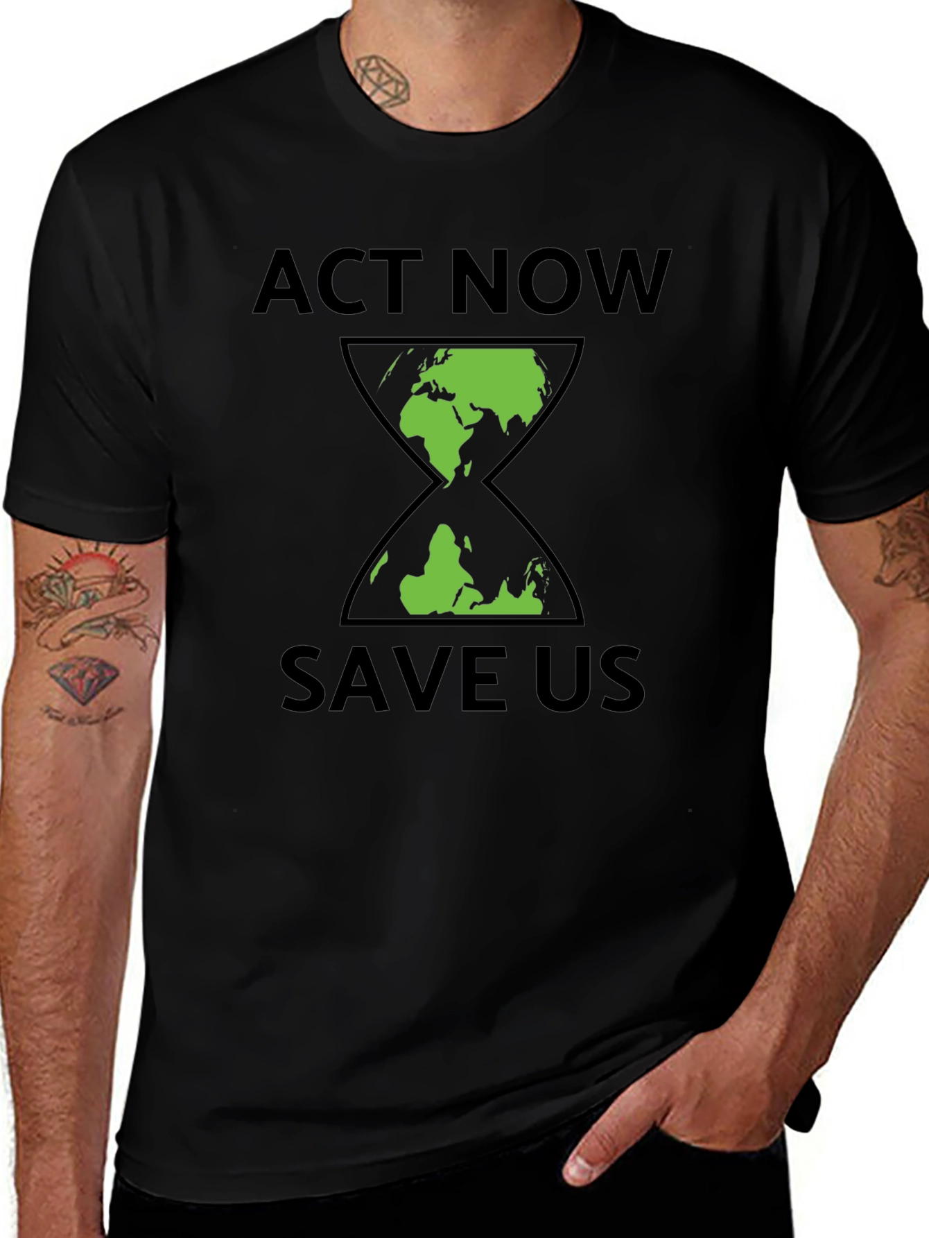 Act Now Save Us Earth Hourglass Graphic T-Shirt