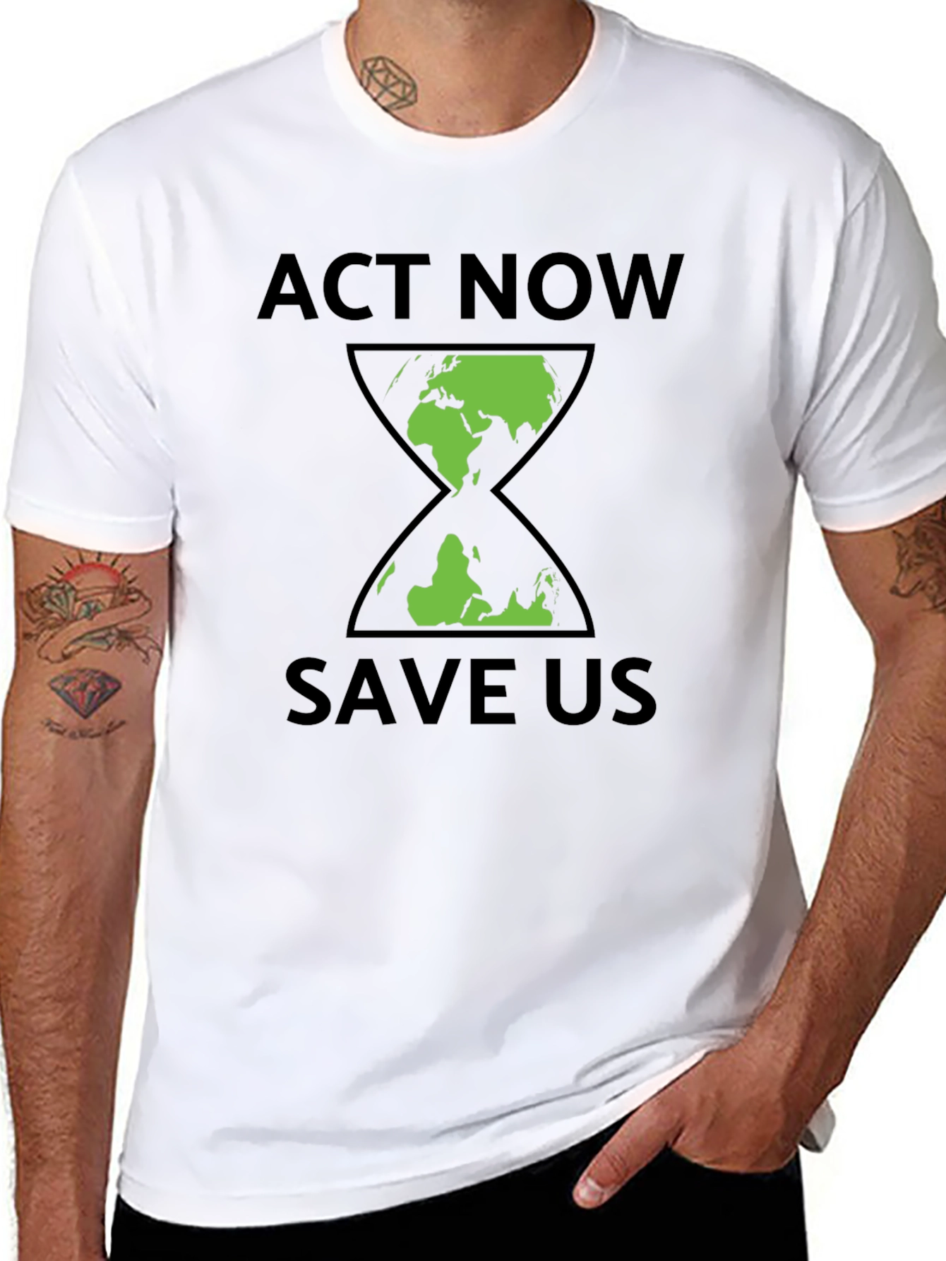 Act Now Save Us Earth Hourglass Graphic T-Shirt