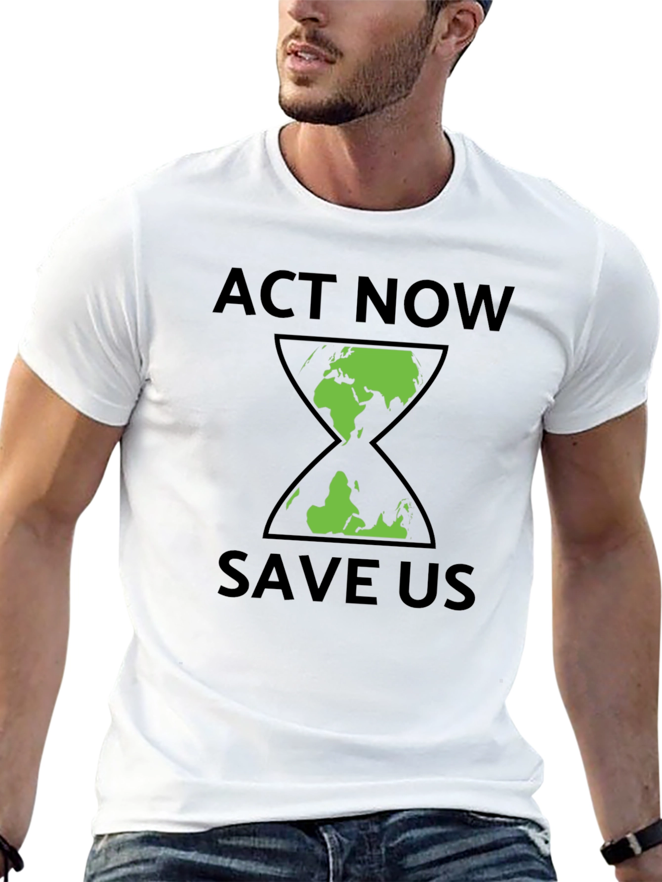 Act Now Save Us Earth Hourglass Graphic T-Shirt