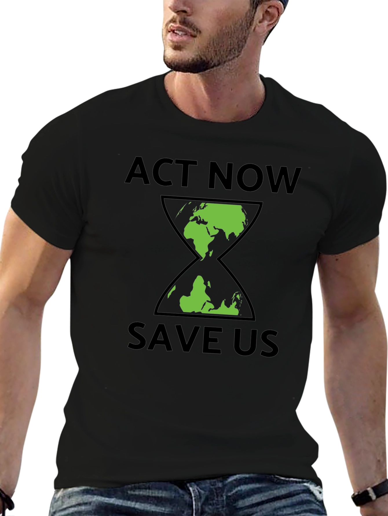 Act Now Save Us Earth Hourglass Graphic T-Shirt