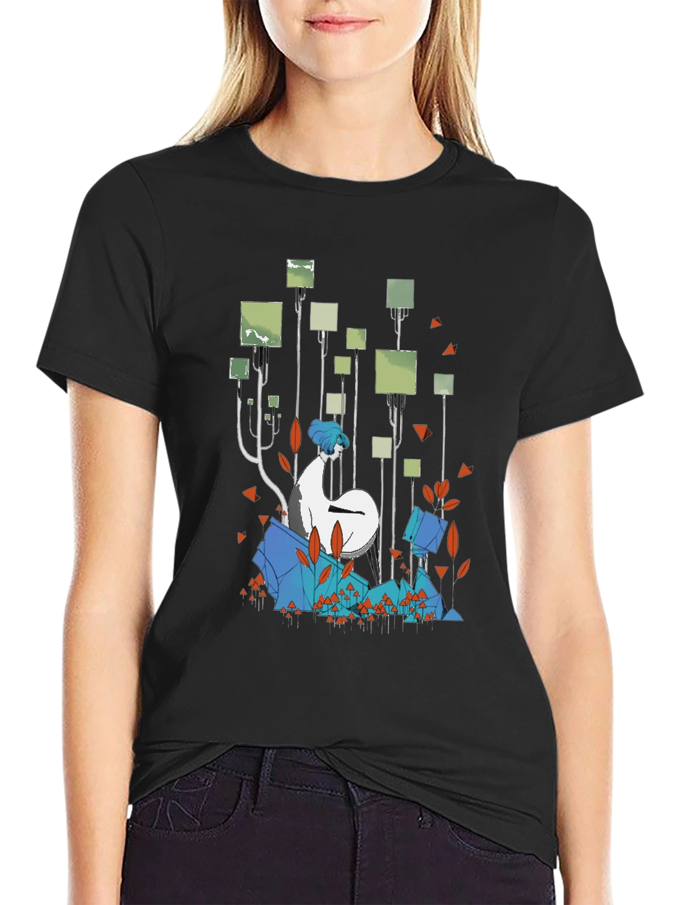 Abstract Forest Graphic Black T-Shirt