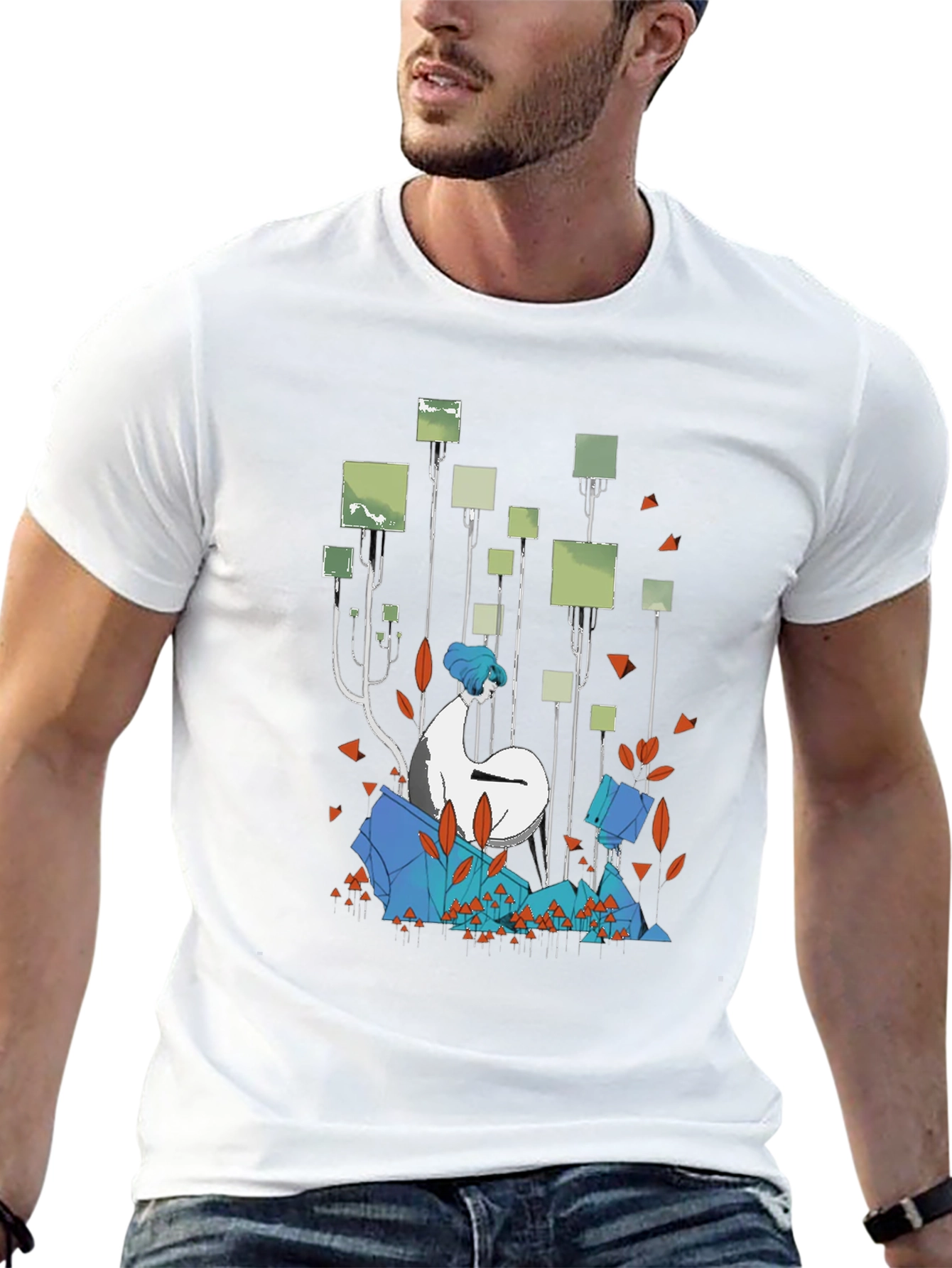 Abstract Forest Graphic Black T-Shirt