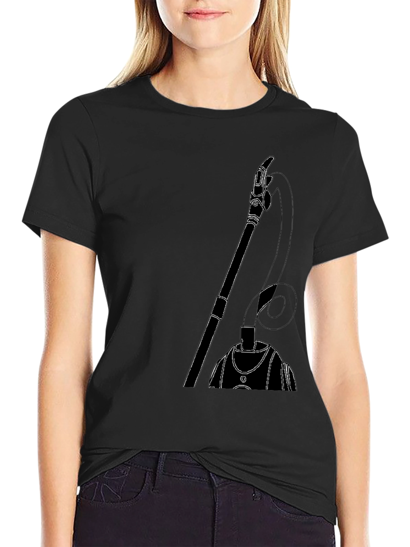 Abstract Vacuum Graphic Black T-Shirt