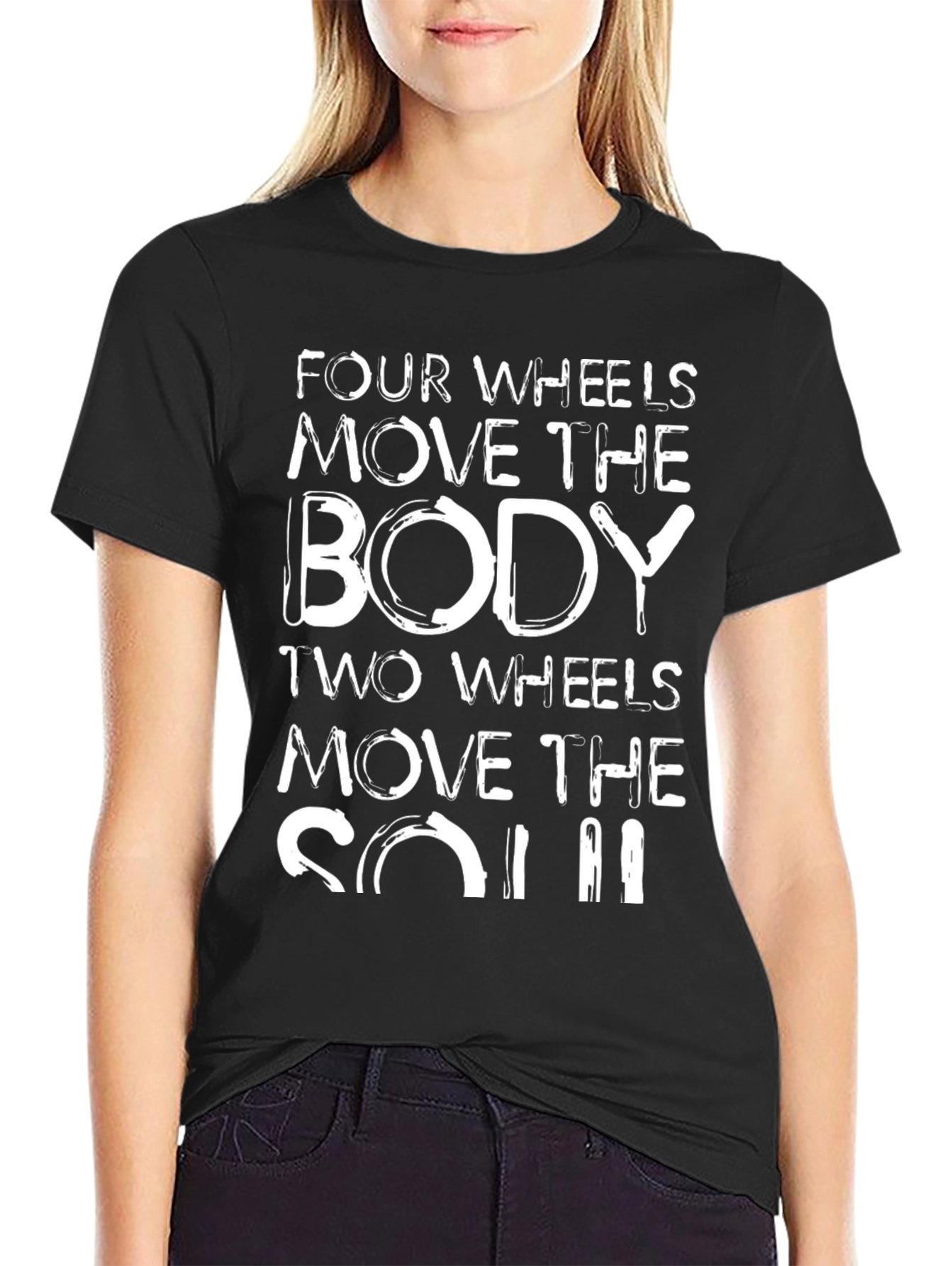 Four Wheels Body Two Wheels Soul Graphic Tee
