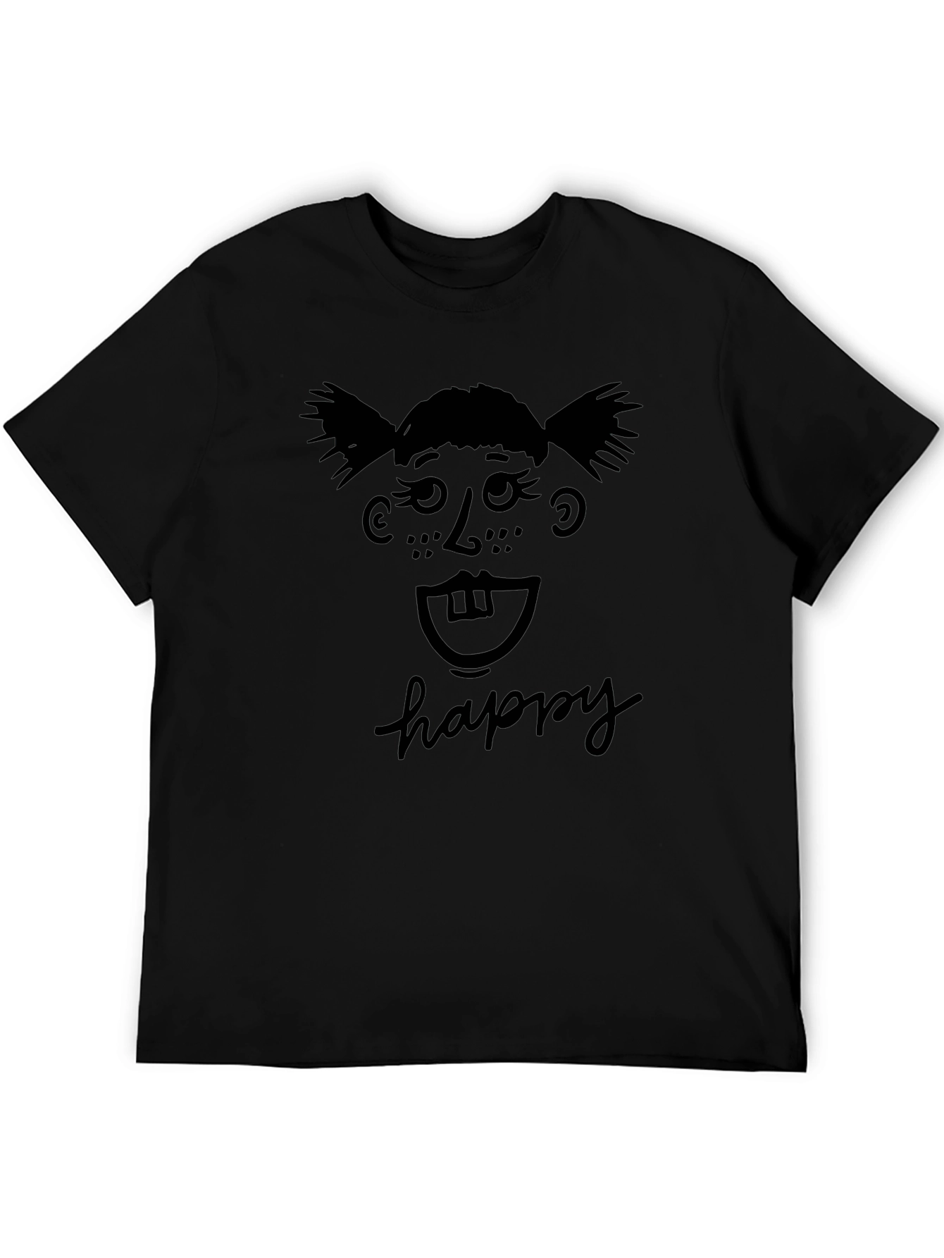 Happy Face Black T-Shirt Fun Novelty Tee