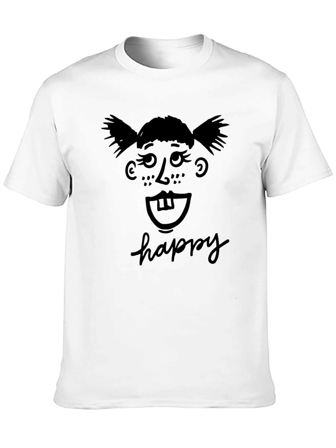 Happy Face Black T-Shirt Fun Novelty Tee