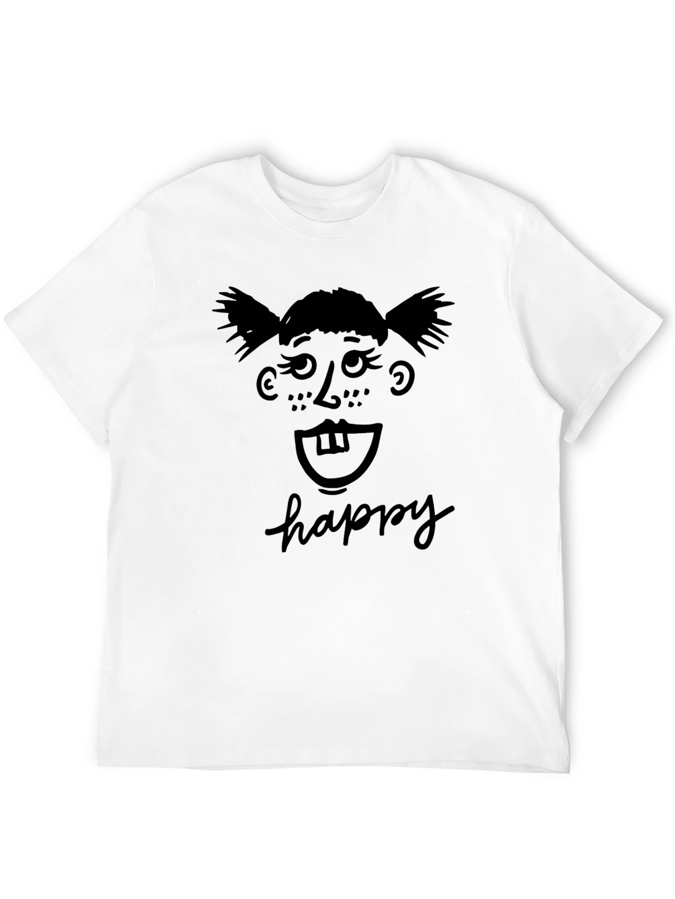 Happy Face Black T-Shirt Fun Novelty Tee