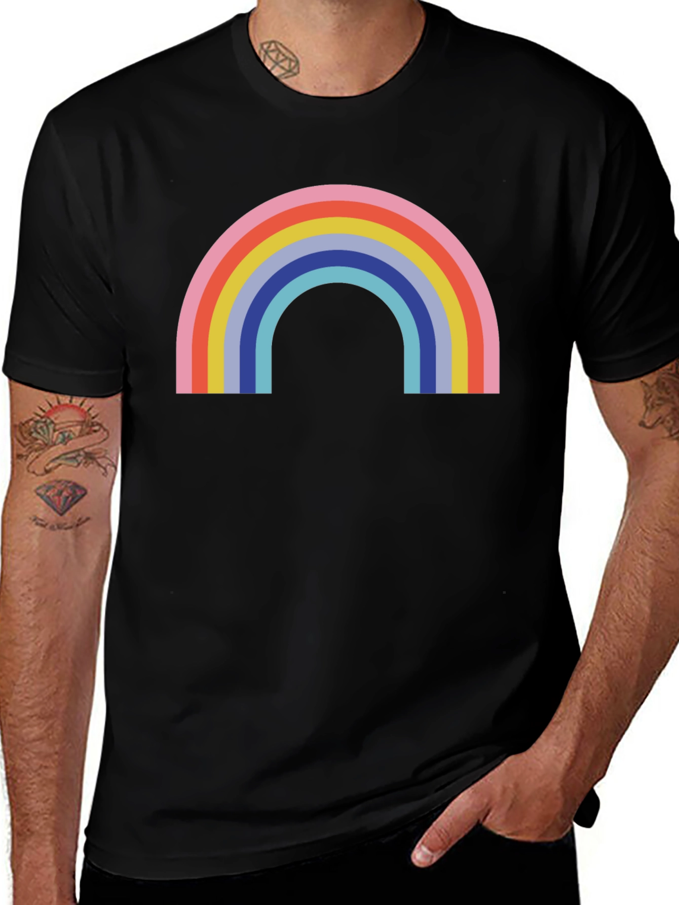 Retro Rainbow Graphic Tee - Classic Comfort