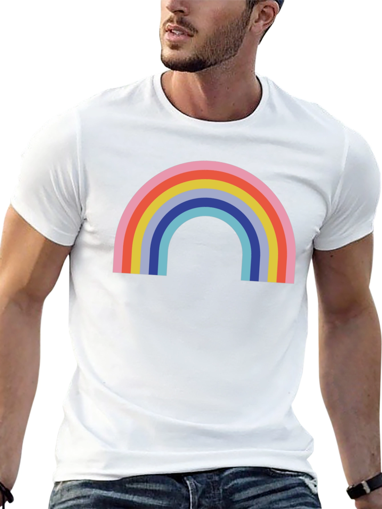 Retro Rainbow Graphic Tee - Classic Comfort