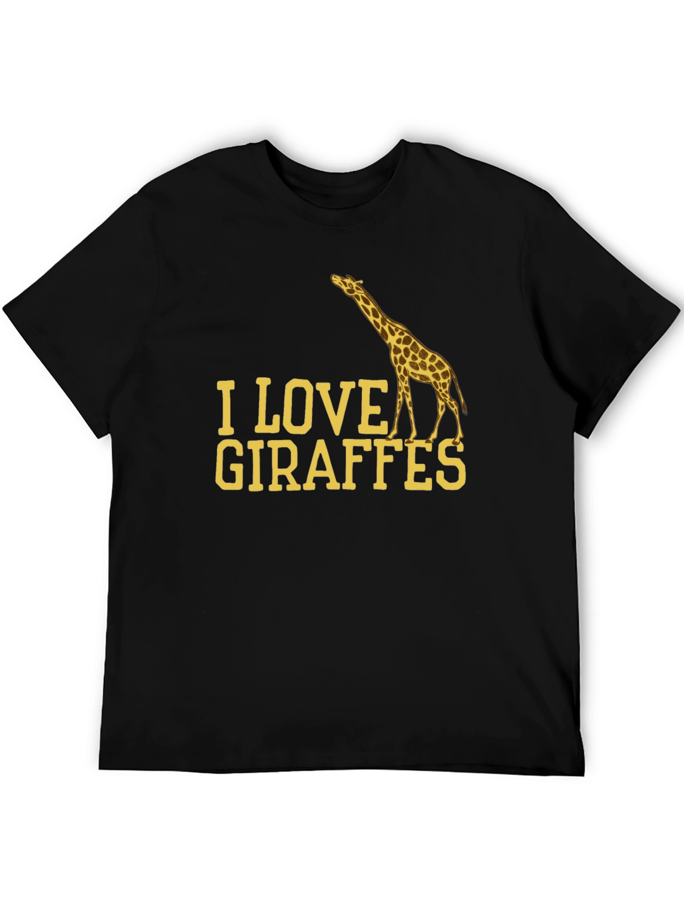 I Love Giraffes Black T-Shirt