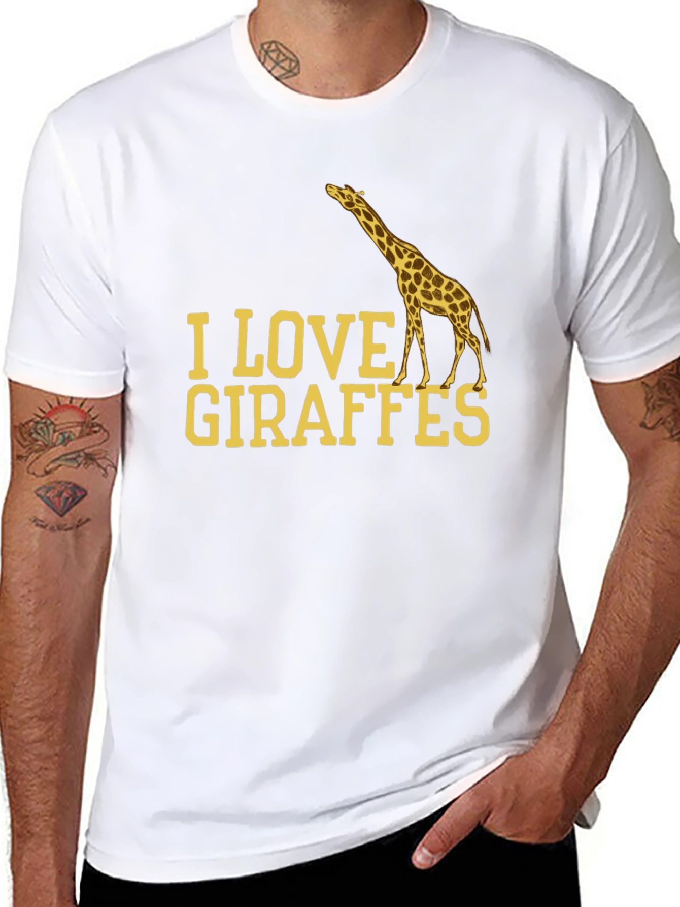 I Love Giraffes Black T-Shirt