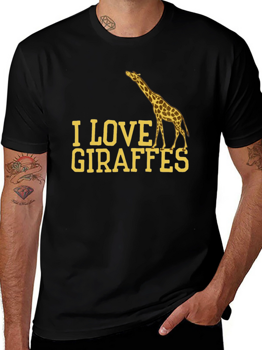 I Love Giraffes Black T-Shirt