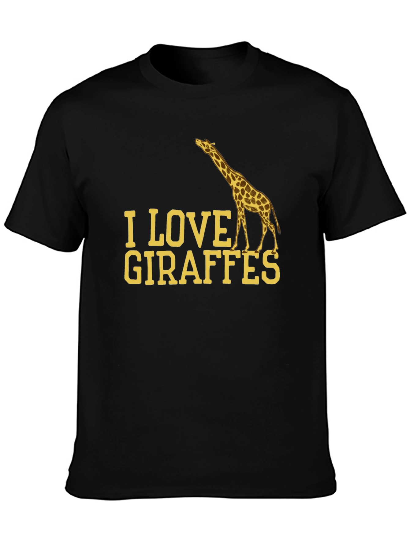 I Love Giraffes Black T-Shirt