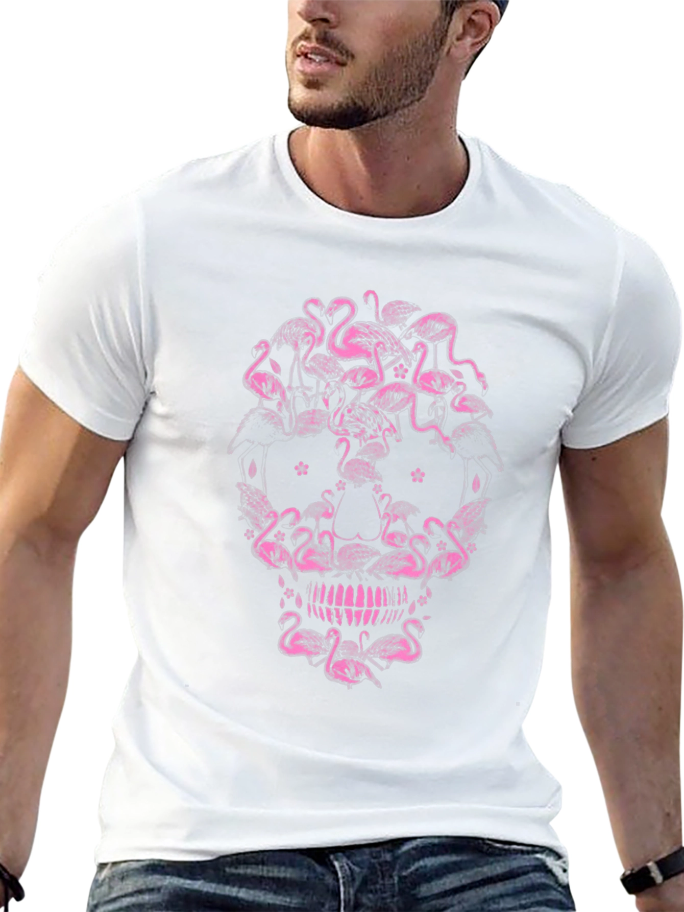 Flamingo Skull Graphic Tee - Unique Design