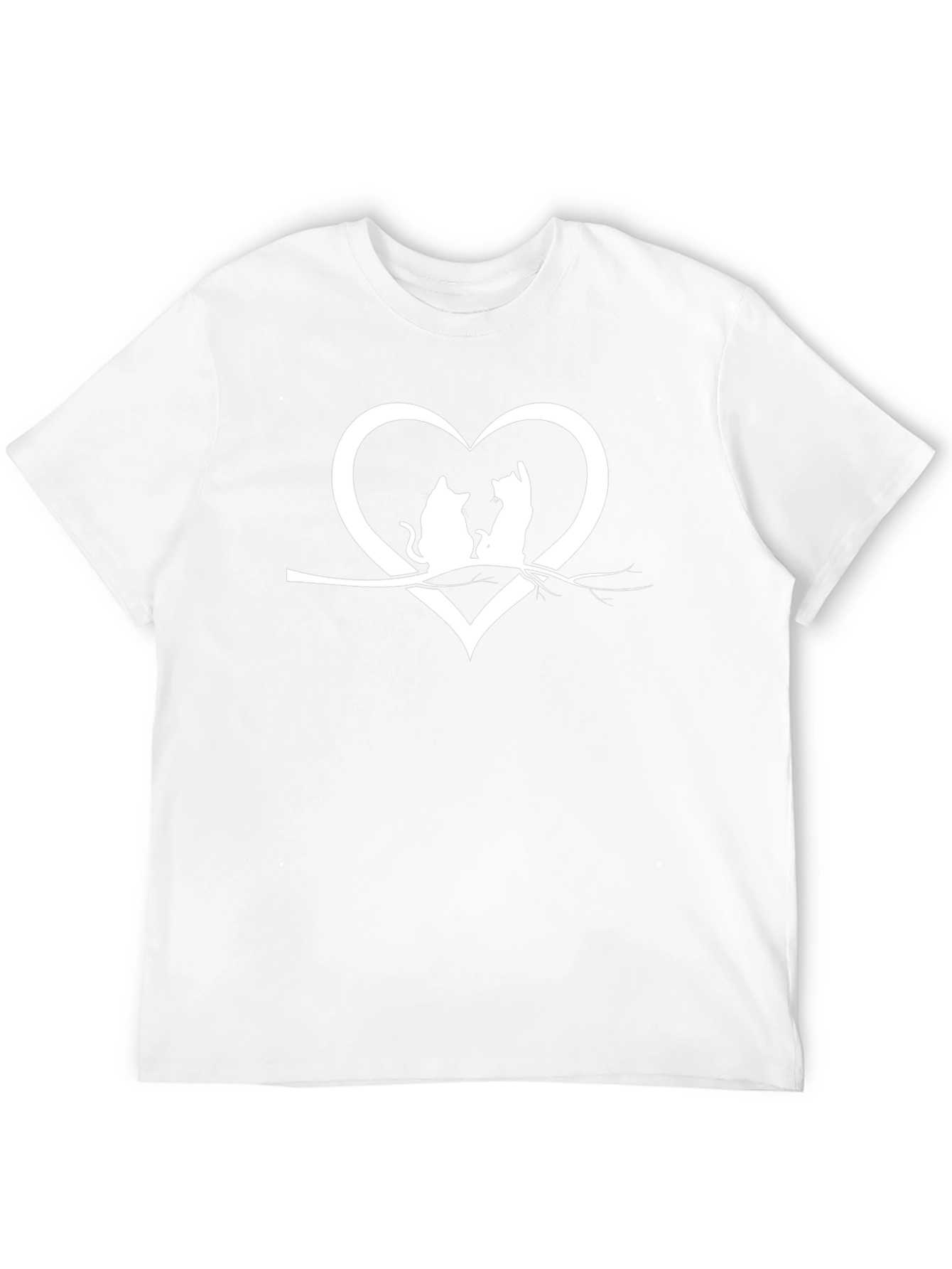 Cat Lovers Heart T-Shirt - Cute Feline Design