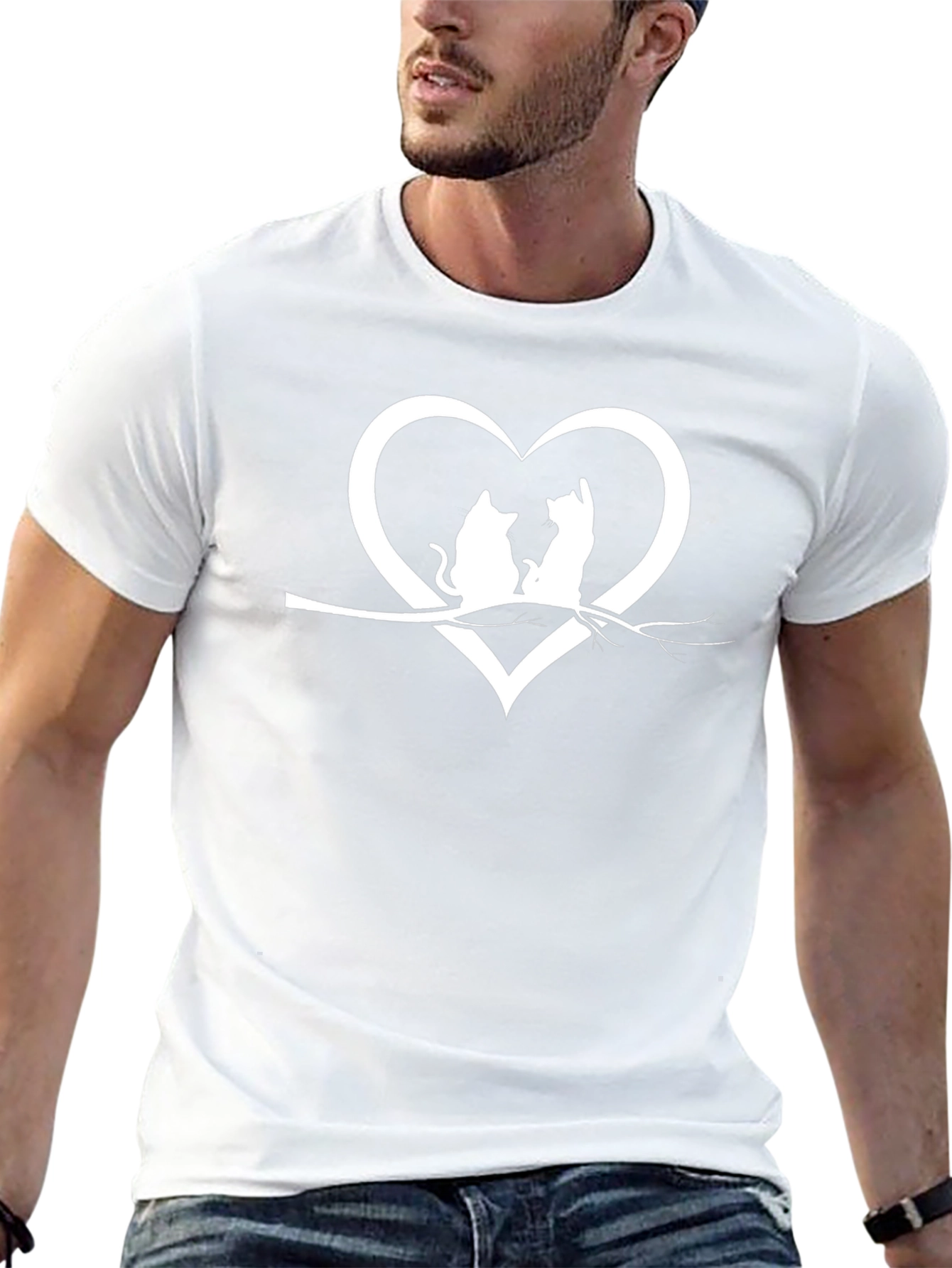 Cat Lovers Heart T-Shirt - Cute Feline Design