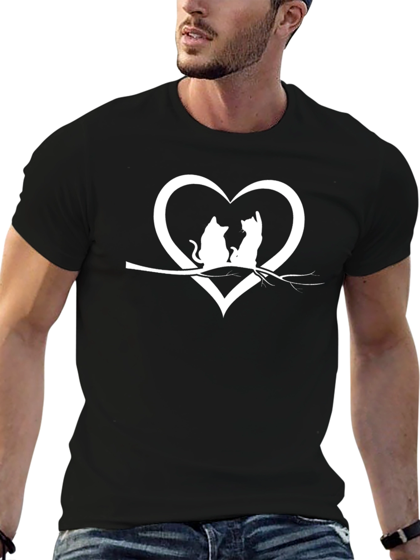 Cat Lovers Heart T-Shirt - Cute Feline Design