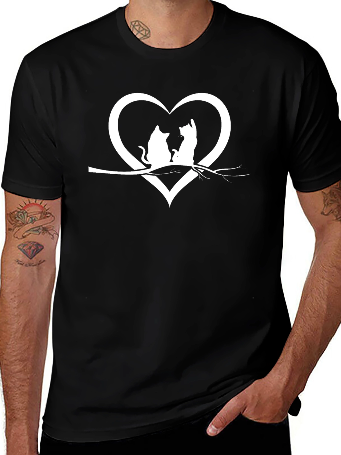 Cat Lovers Heart T-Shirt - Cute Feline Design