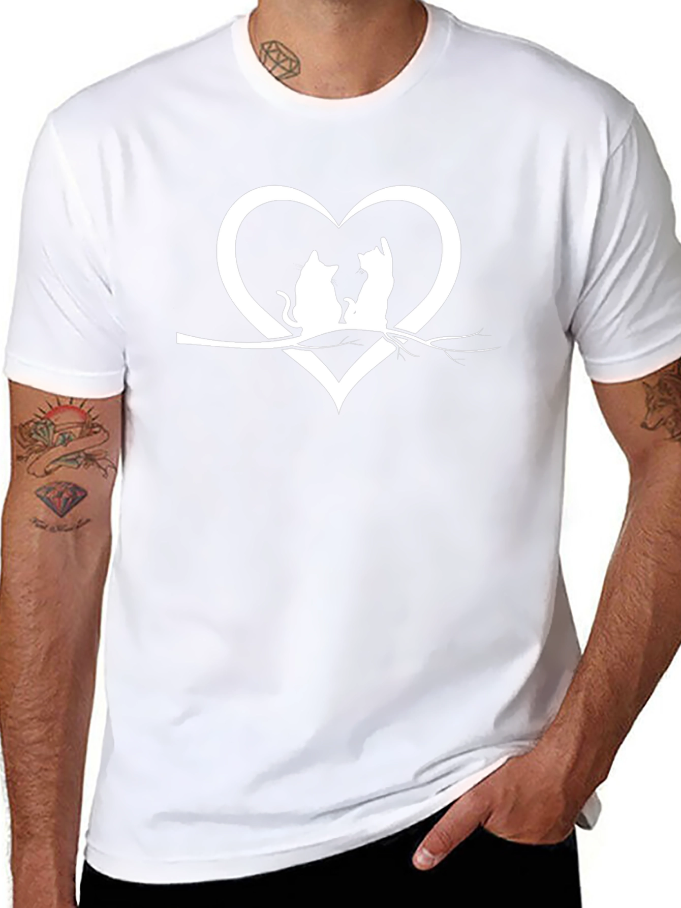 Cat Lovers Heart T-Shirt - Cute Feline Design