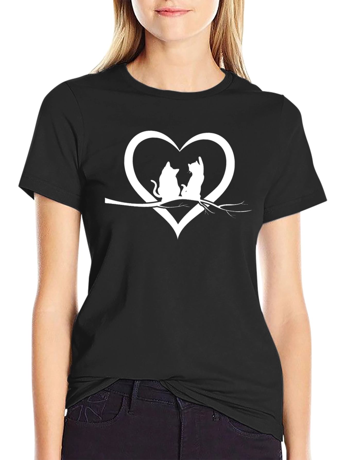 Cat Lovers Heart T-Shirt - Cute Feline Design