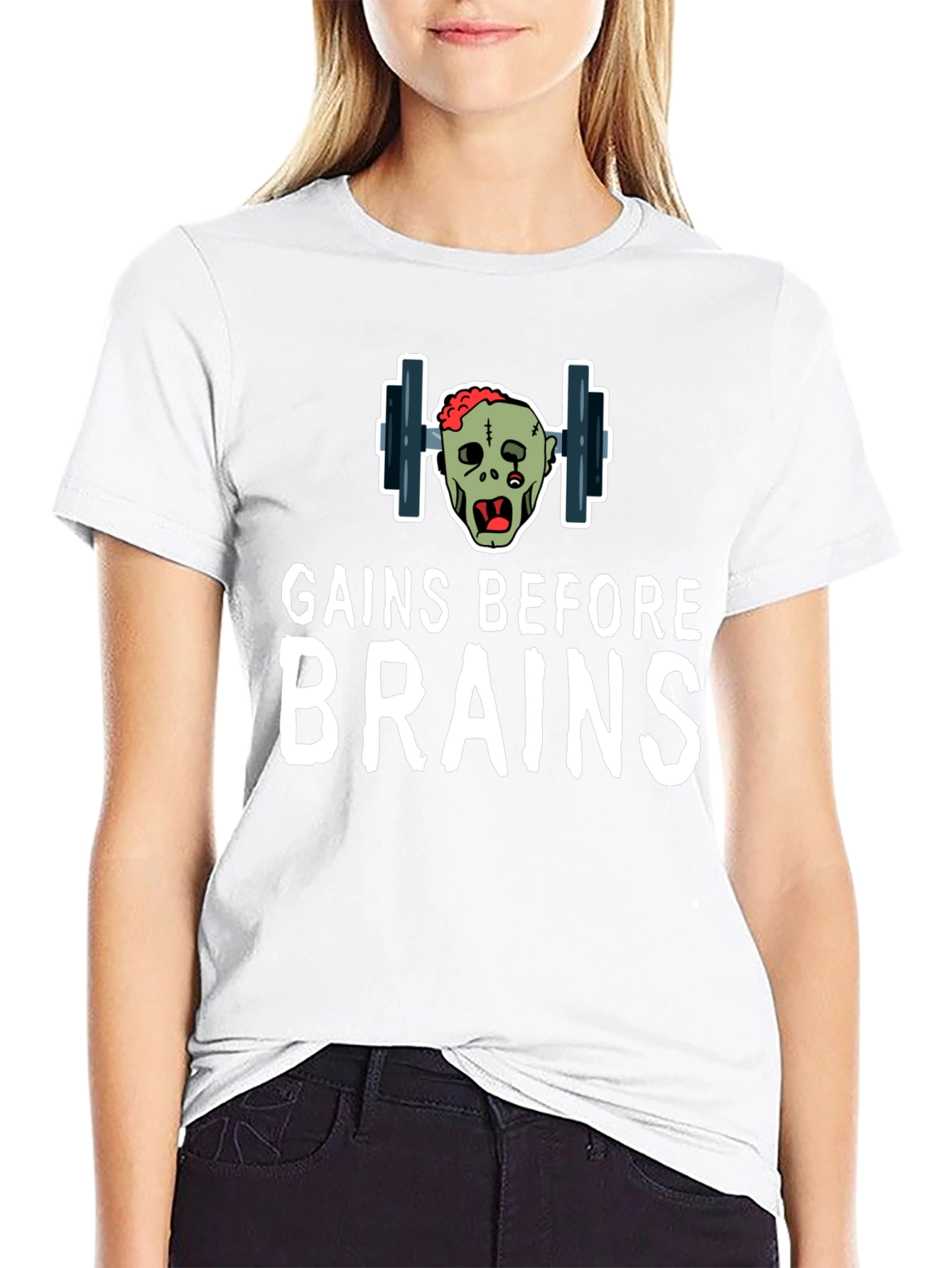 Gains Before Brains Zombie Gym T-Shirt