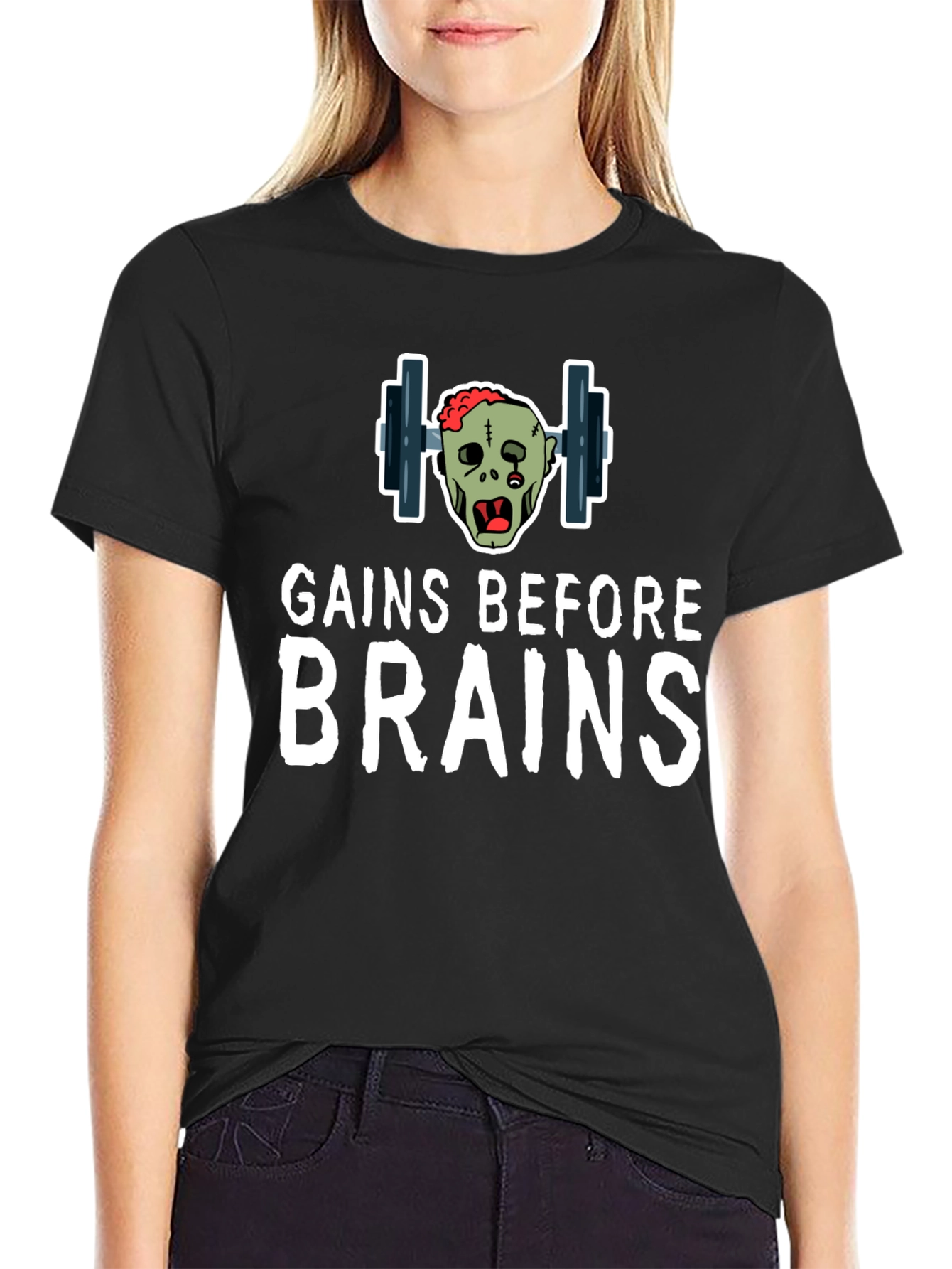 Gains Before Brains Zombie Gym T-Shirt