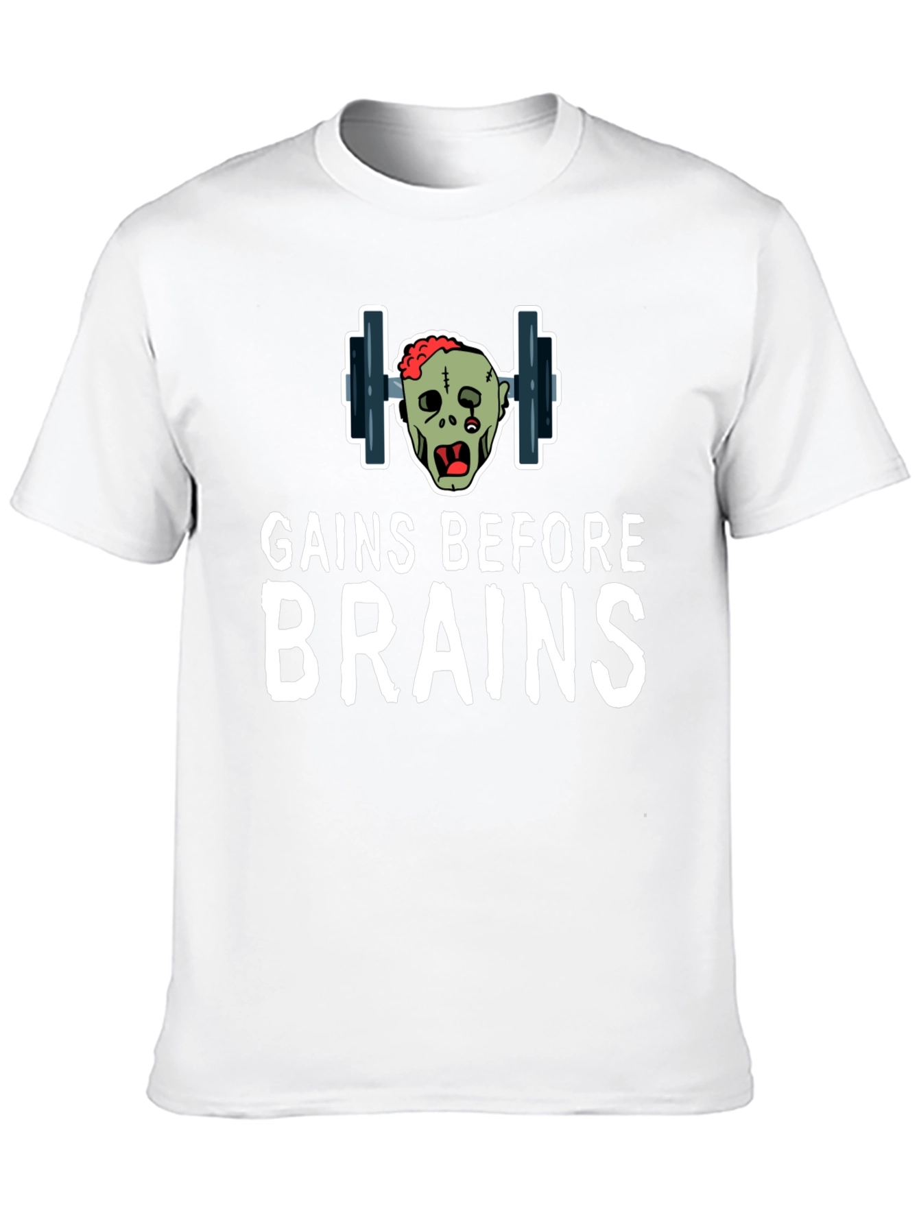 Gains Before Brains Zombie Gym T-Shirt