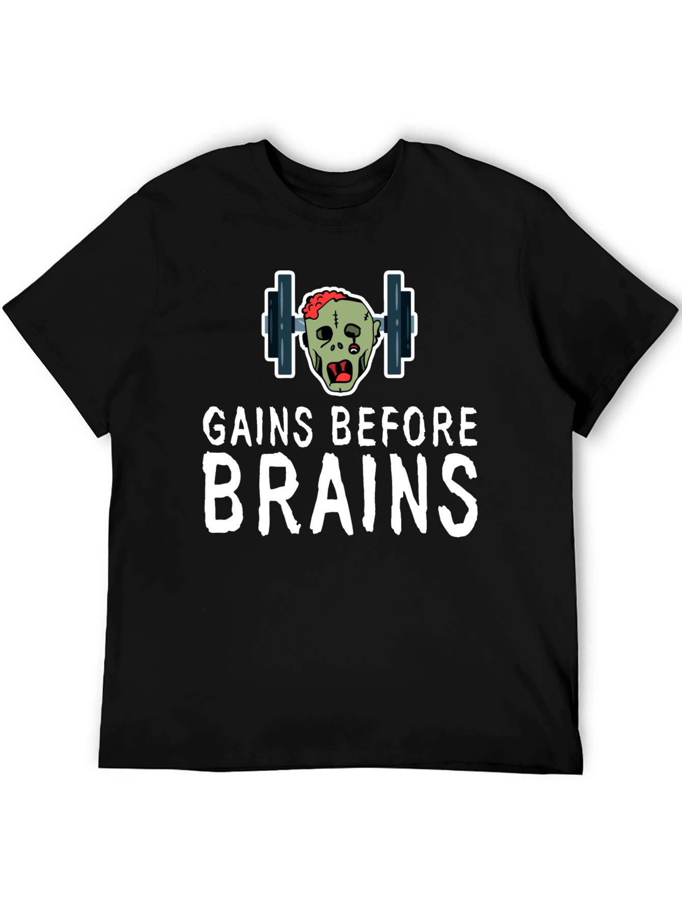 Gains Before Brains Zombie Gym T-Shirt