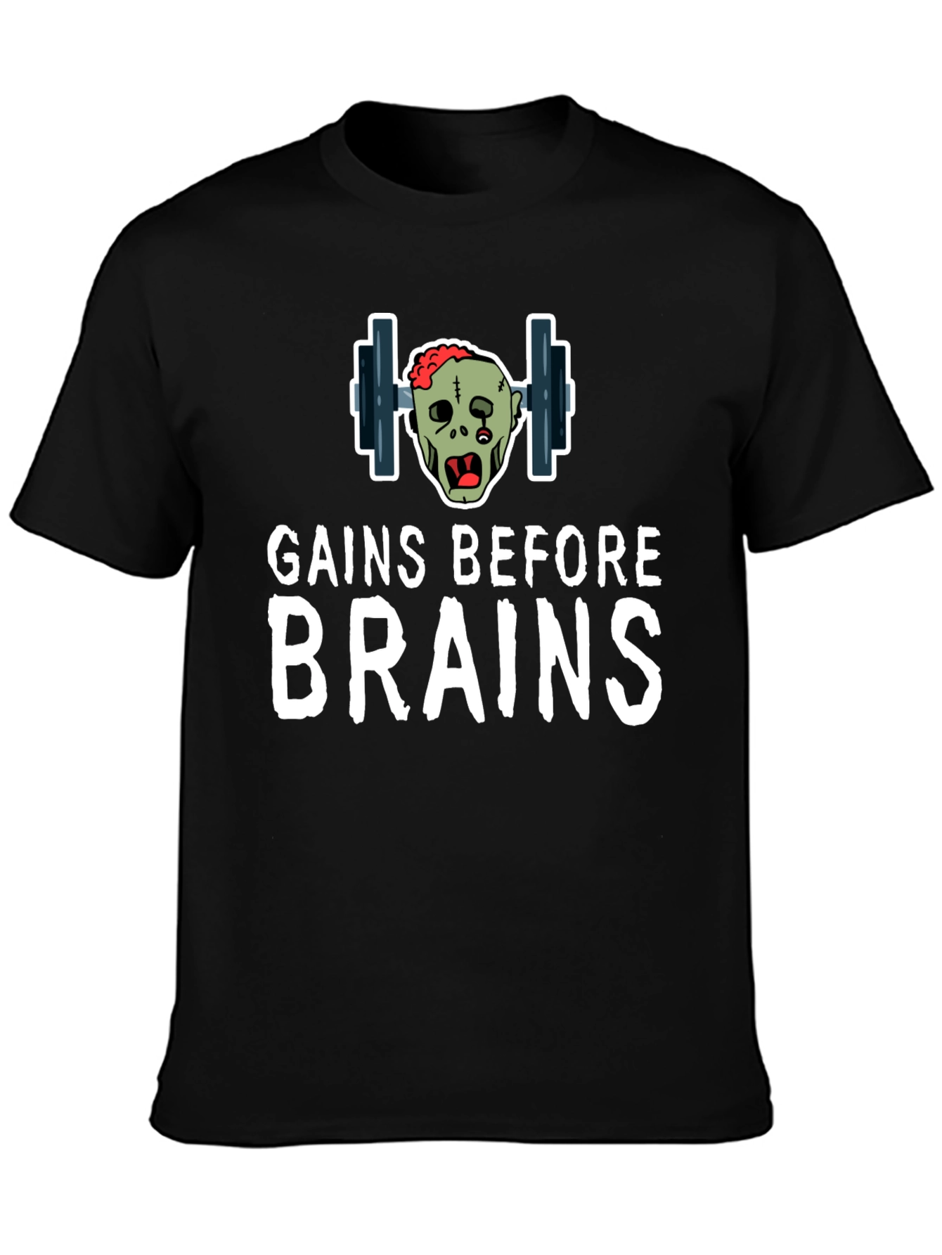 Gains Before Brains Zombie Gym T-Shirt