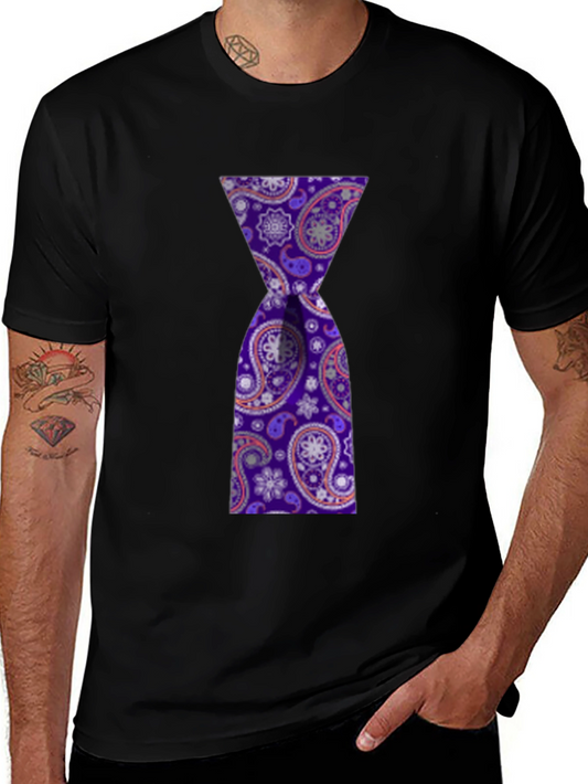Mens Black T-Shirt with Hourglass Paisley Design