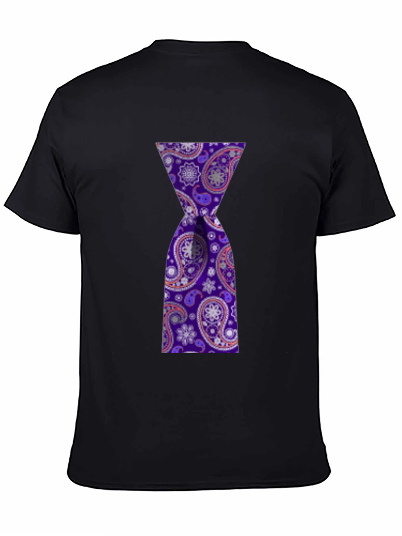 Mens Black T-Shirt with Hourglass Paisley Design