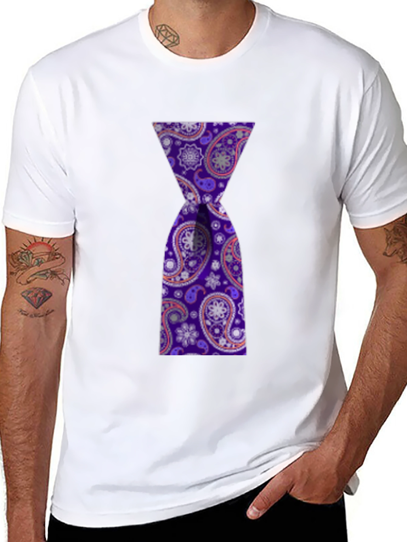 Mens Black T-Shirt with Hourglass Paisley Design
