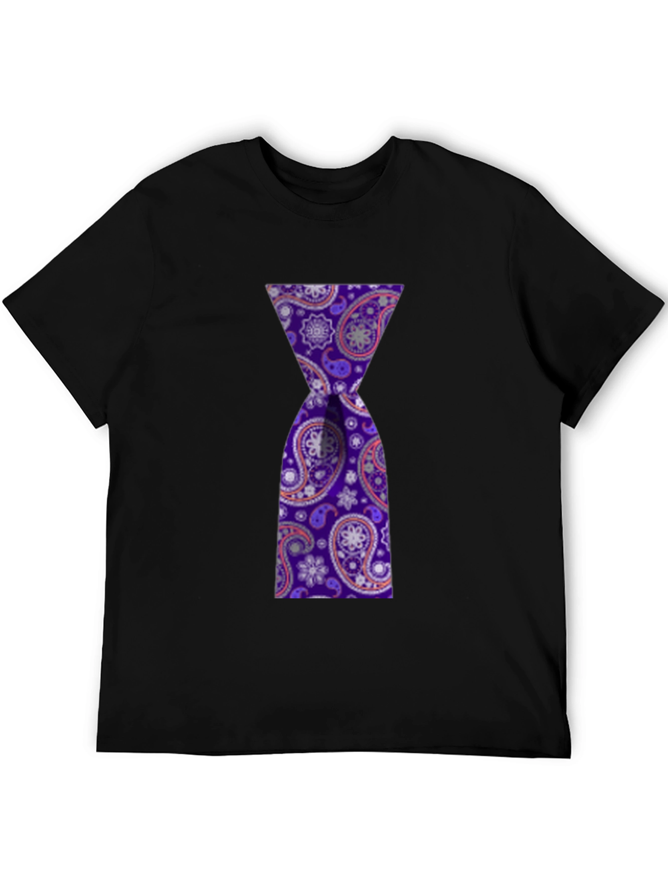 Mens Black T-Shirt with Hourglass Paisley Design