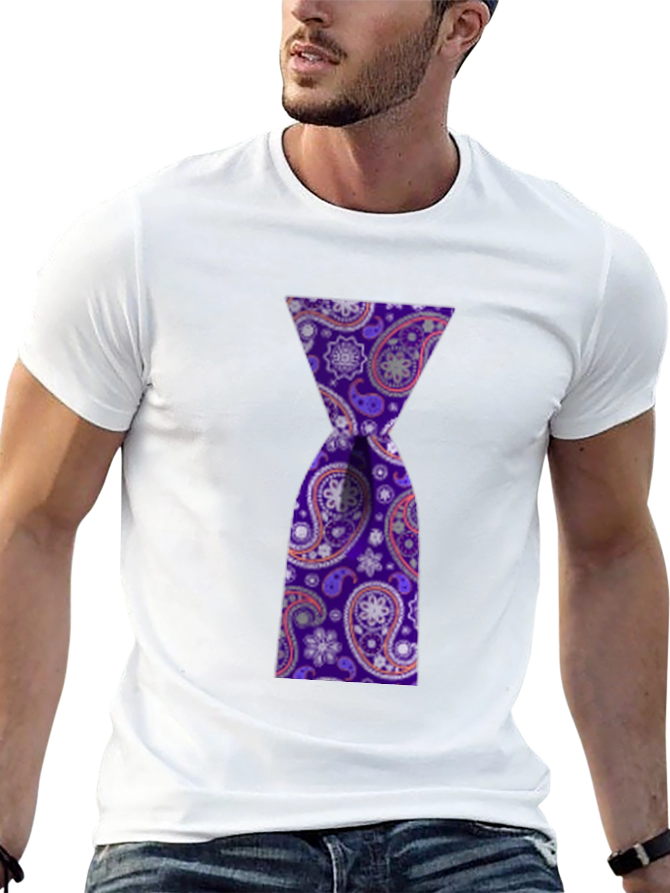 Mens Black T-Shirt with Hourglass Paisley Design