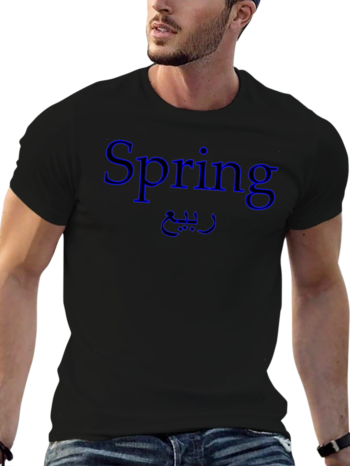 Spring Graphic Tee - Black Cotton T-Shirt