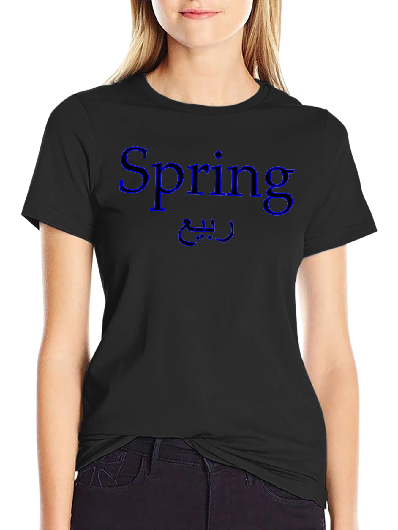Spring Graphic Tee - Black Cotton T-Shirt