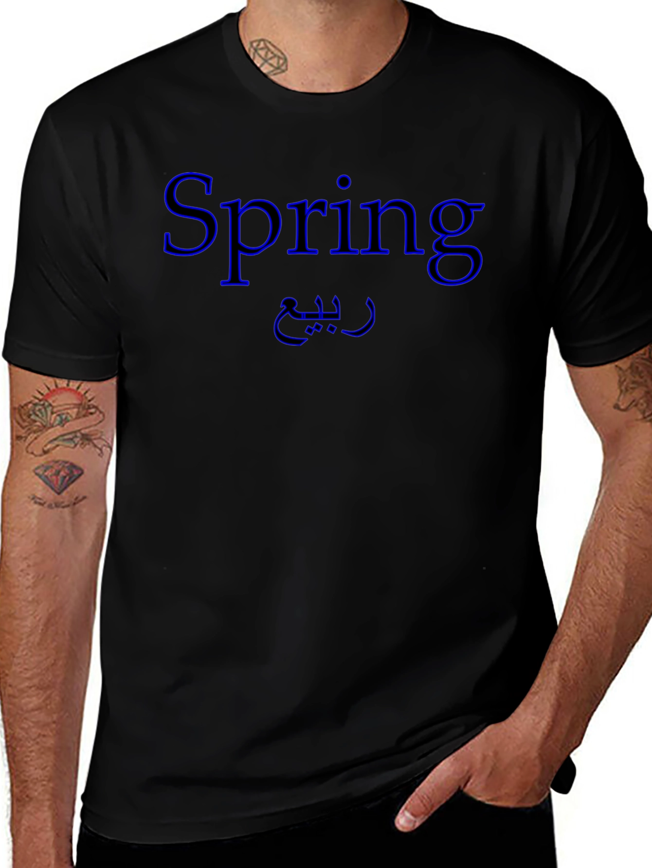 Spring Graphic Tee - Black Cotton T-Shirt