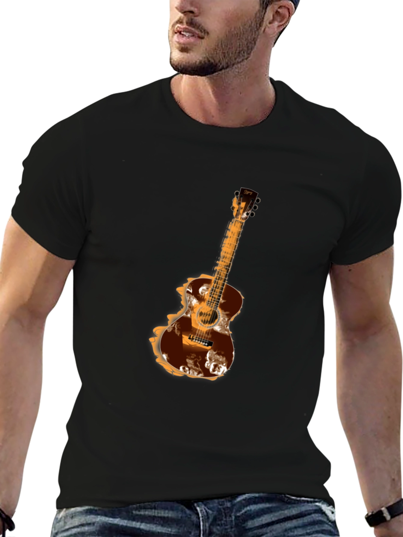 Guitar Graphic Tee - Mens Black T-Shirt